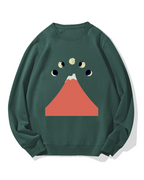 Fuji Mountain Cat Moon Cotton Sweatshirt