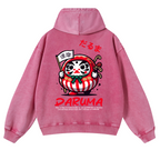 Daruma Vintage Washed Cotton Back Art Hoodie