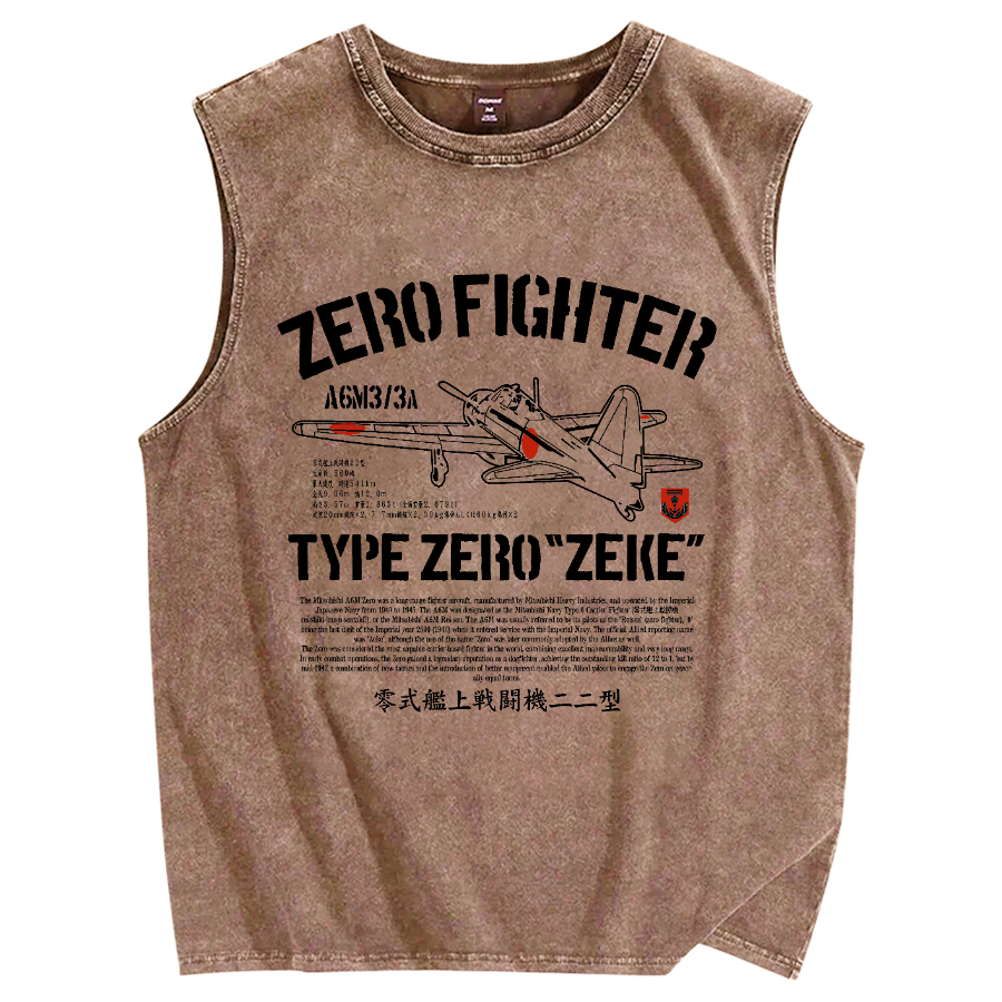 Japan Zero Fighter Vintage Distressed Washed Tank Top