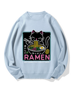 Neon Cat Ramen Cotton Sweatshirt