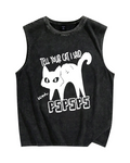 Attract Cats Vintage Distressed Washed Tank Top