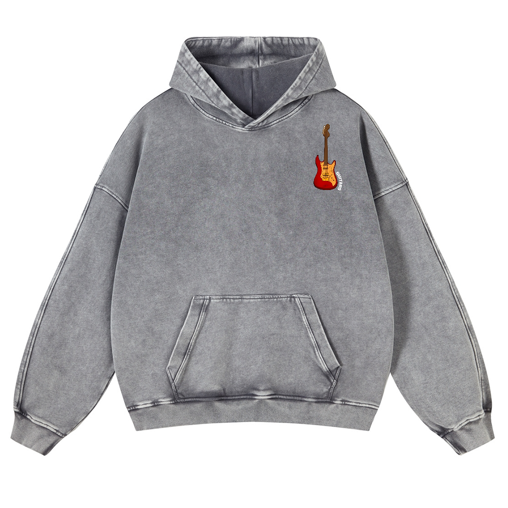 Guitars Vintage Washed Cotton Back Art Hoodie