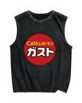 Unisex Japanese Restaurant Gusto Printed Washed Tank Top