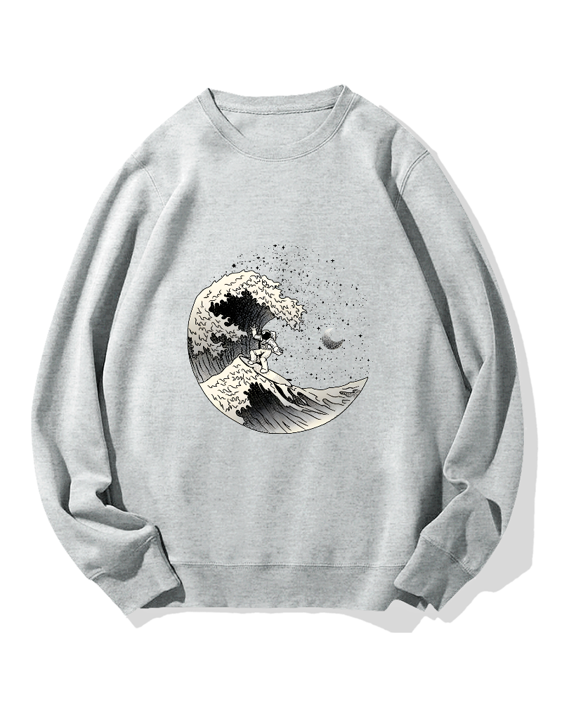 Astronaut surfing the waves Cotton Sweatshirt