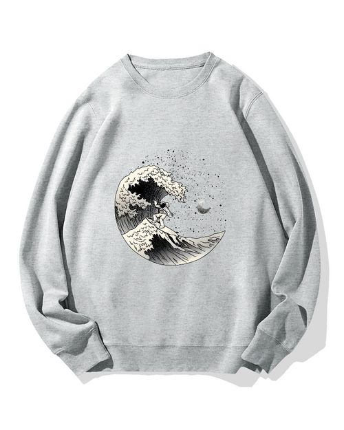 Astronaut surfing the waves Cotton Sweatshirt