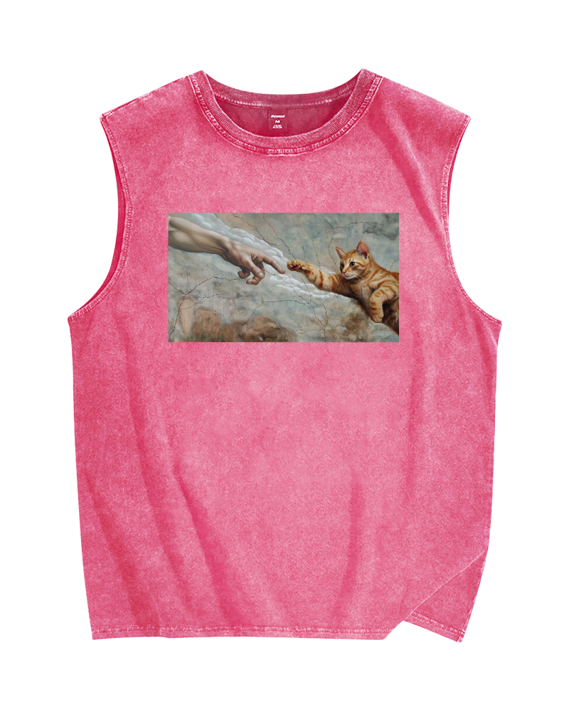 The Creation of Cat Vintage Distressed Washed Tank Top