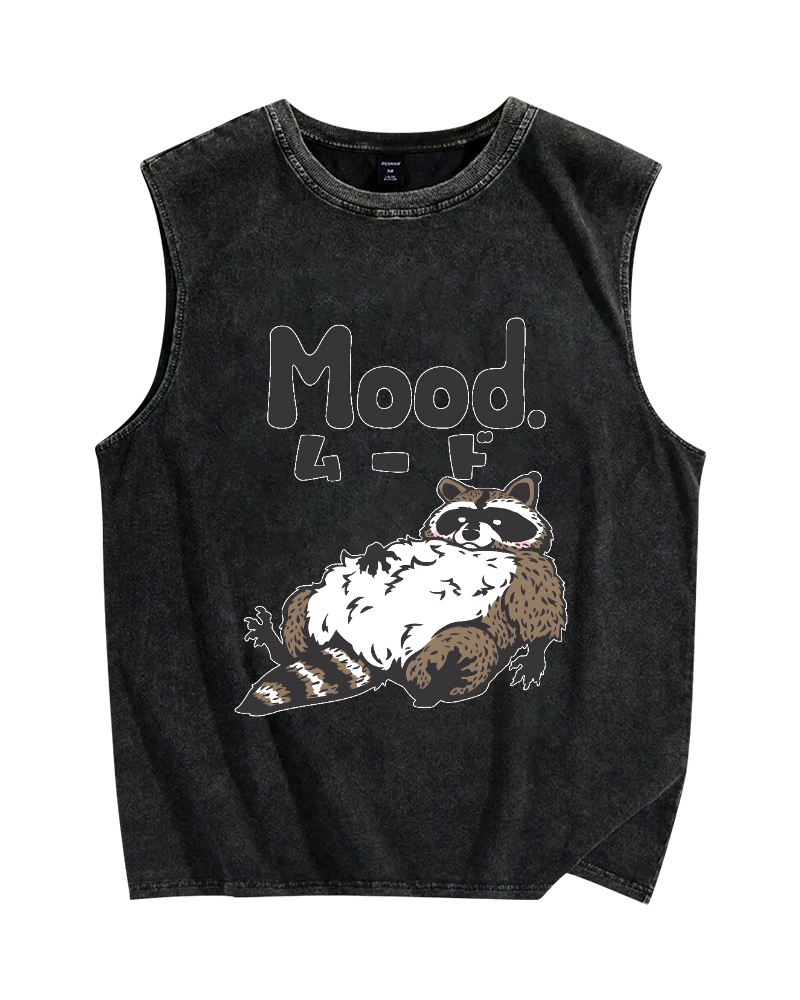 Mood Raccoon Vintage Distressed Washed Tank Top