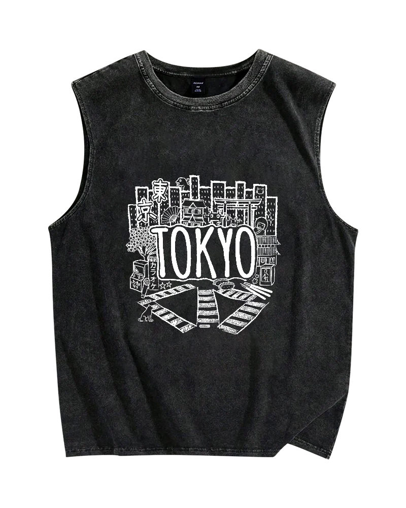 Tokyo Vintage Distressed Washed Tank Top