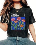 Summer Flower Art Japanese Style Vintage Washed T-shirt