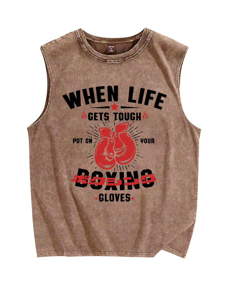 Boxing Gloves Vintage Distressed Washed Tank Top