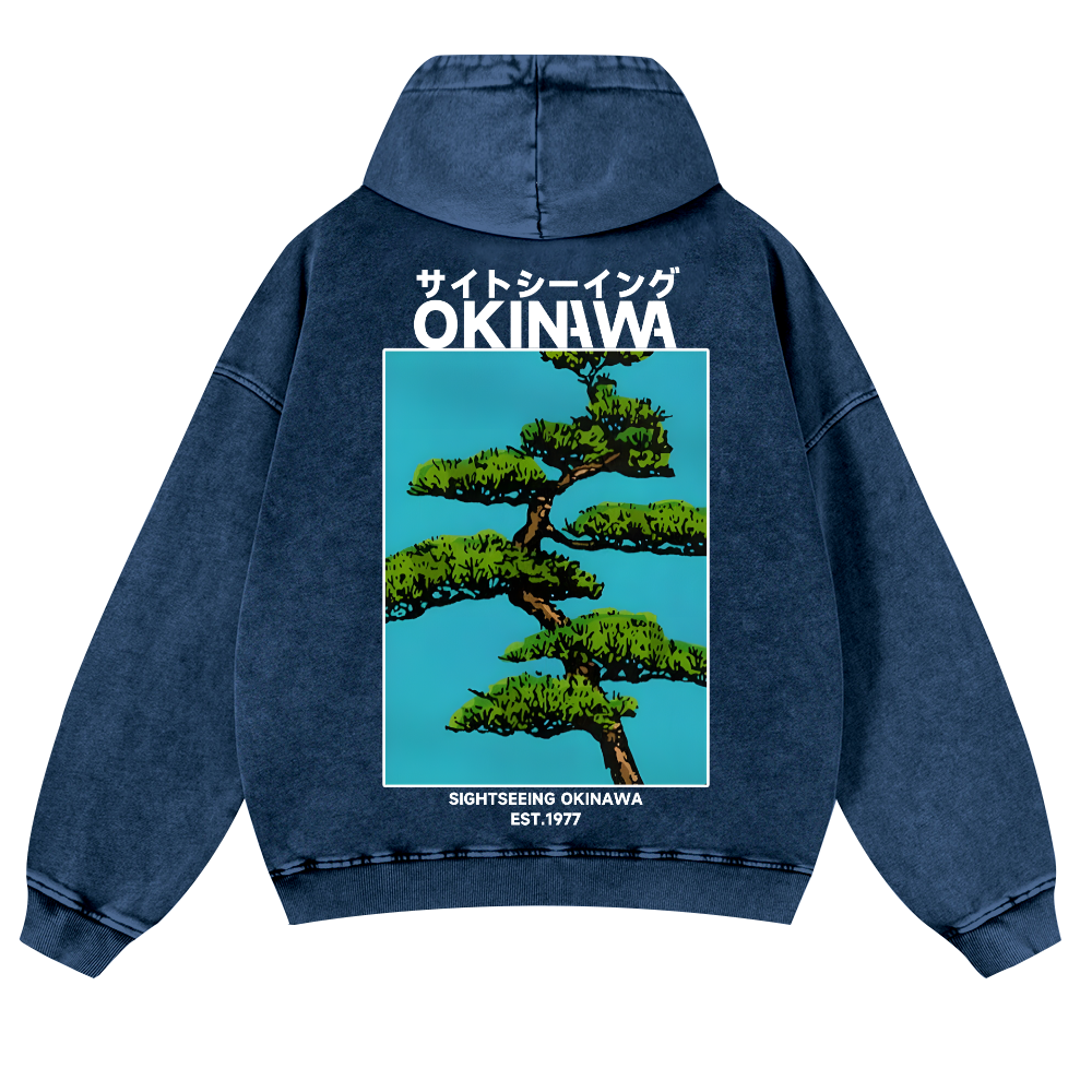 Okinawa Vintage Washed Cotton Back Art Hoodie