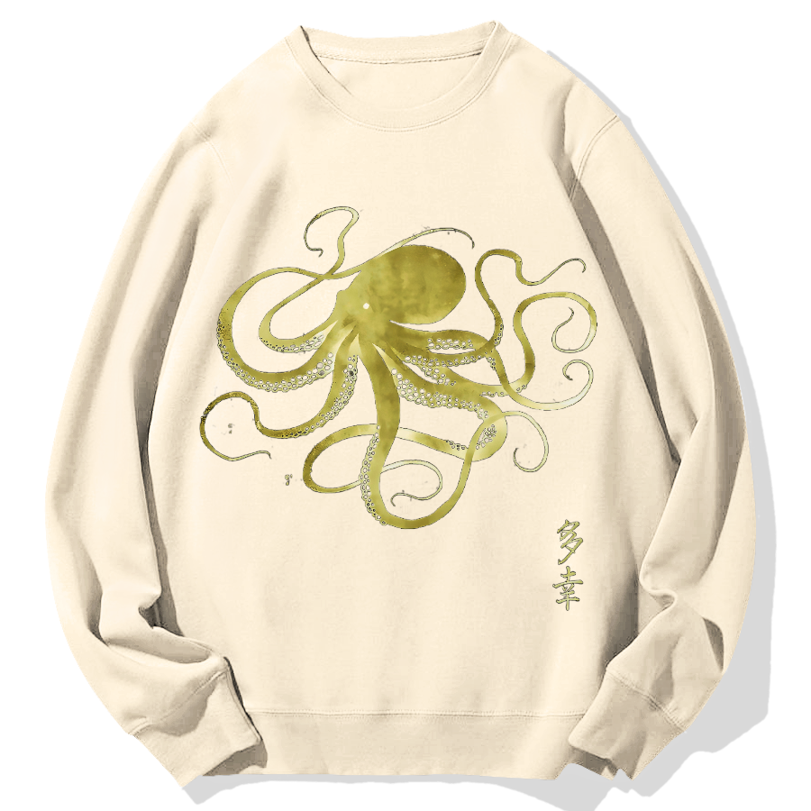 Japanese Octopus Geek Cotton Sweatshirt