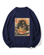 Hippo eating ramen Cotton Sweatshirt