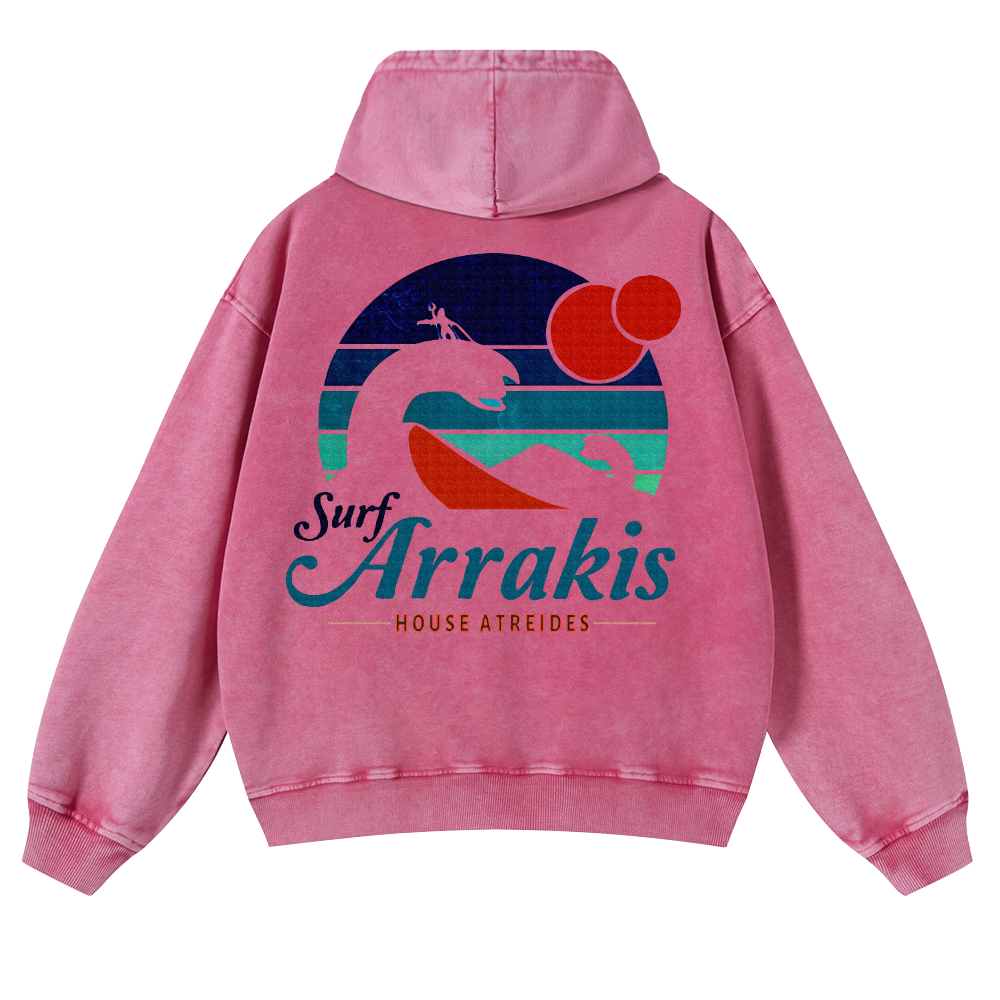 Surf Arrakis Vintage Washed Cotton Back Art Hoodie
