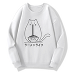 Ramen Cat Cotton Pullover Sweatshirt