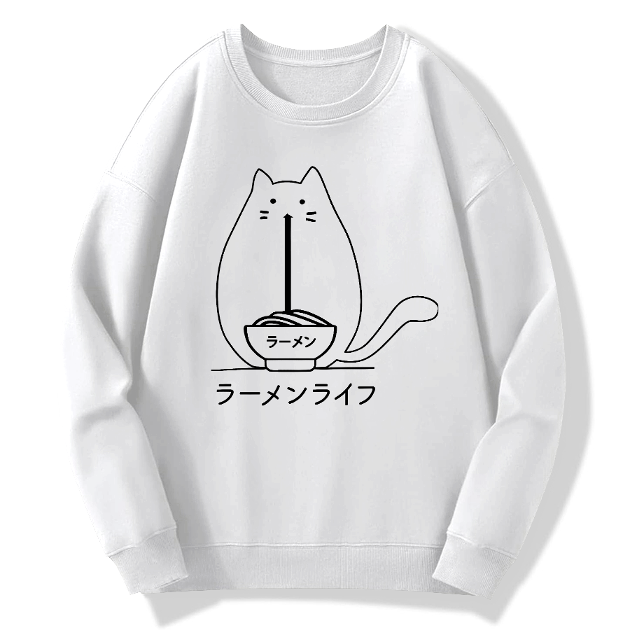 Ramen Cat Cotton Pullover Sweatshirt
