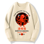 Japan Osaka Dotonbori Drunk Octpus Cotton Pullover Sweatshirt