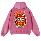 Daruma Vintage Washed Cotton Back Art Hoodie