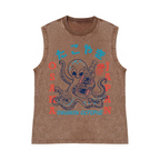 Drunken Octopus Pure Cotton Wash-Dyed Sleeveless Tank Top