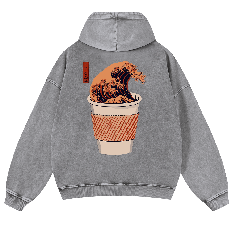 Wave Vintage Washed Cotton Back Art Hoodie