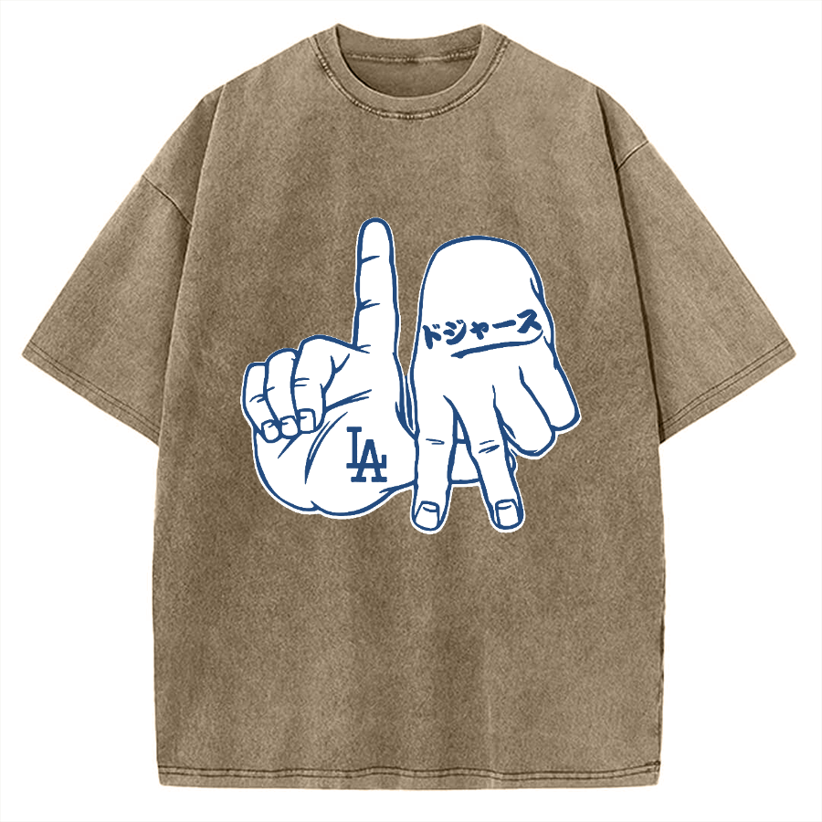 LA  Sign & Baseball Vintage Washed T-shirt
