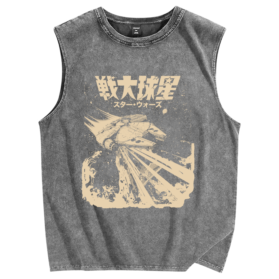 Falcon Space Battleship Vintage Distressed Washed Tank Top