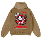Daruma Vintage Washed Cotton Back Art Hoodie