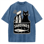 Cat And Canned Fish Vintage Washed T-shirt