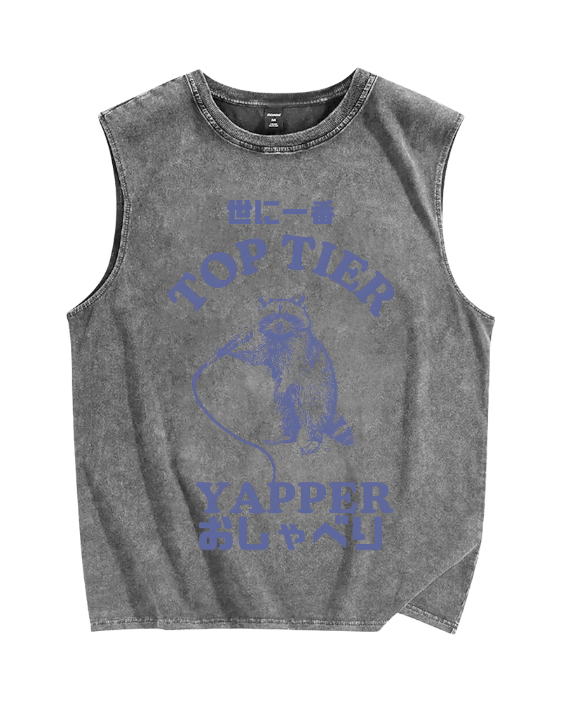 Top tier yapper Vintage Distressed Washed Tank Top