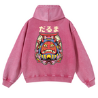 Daruma Vintage Washed Cotton Back Art Hoodie