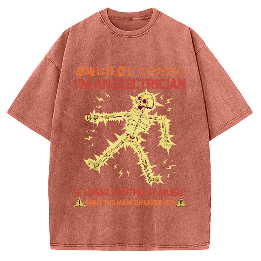Electrician Dance Skeleton Vintage Washed T-shirt
