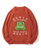 No Thoughts Head Empty Frog Cotton Sweatshirt
