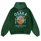 Osaka Drunken Octopus Vintage Washed Cotton Back Art Hoodie