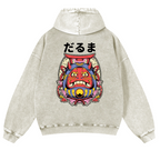 Daruma Vintage Washed Cotton Back Art Hoodie