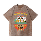 Ramen Lucky Cat Vintage Wash Japanese Design T-Shirt