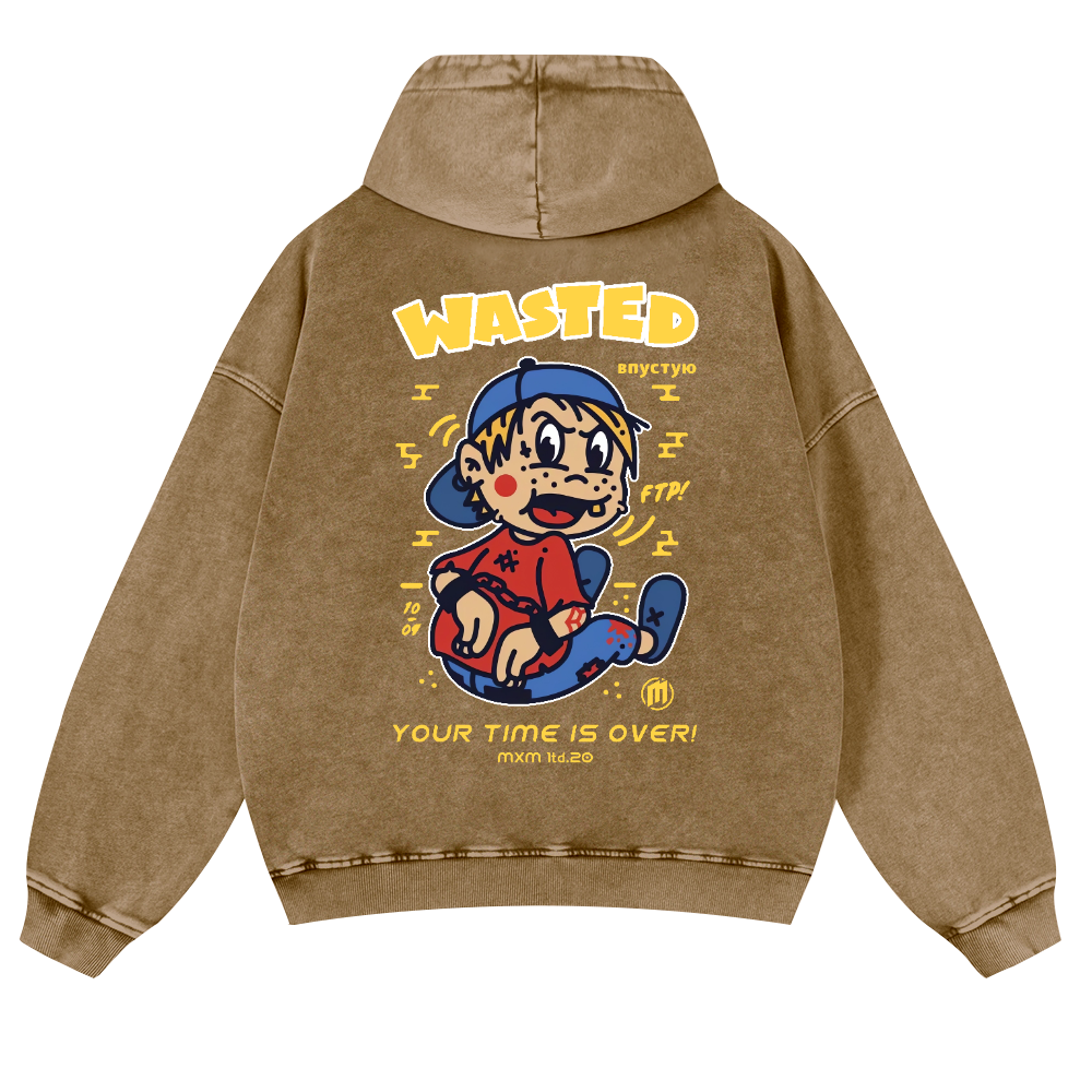 Wasted Vintage Washed Cotton Back Art Hoodie