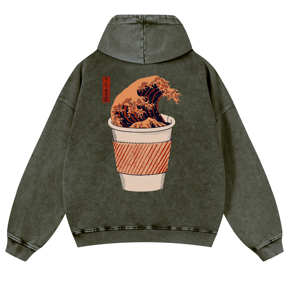 Wave Vintage Washed Cotton Back Art Hoodie