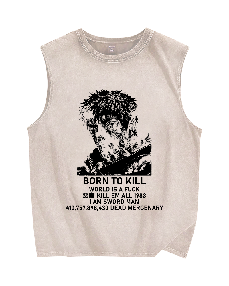 Born to Kill Vintage Distressed Washed Tank Top