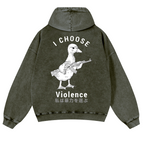 I Choose Violence Duck Vintage Washed Cotton Back Art Hoodie