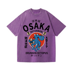Osaka Dotonbori Drunken Octopus Vintage Wash Japanese Design T-Shirt