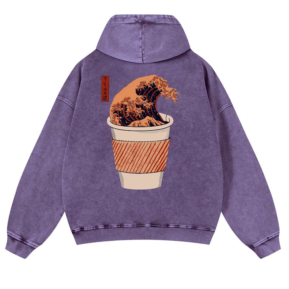 Wave Vintage Washed Cotton Back Art Hoodie