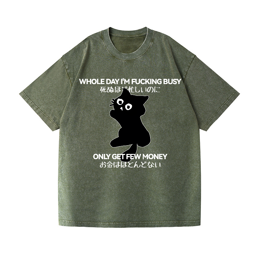 Cat Vintage Wash Japanese Design T-Shirt