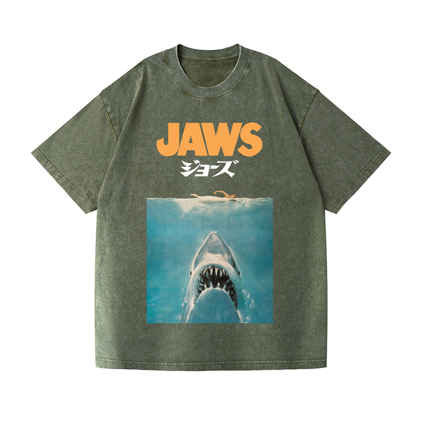 Jaws Shark Vintage Wash Japanese Design T-Shirt