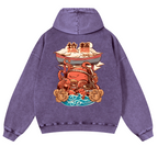 Ramen Octopus Vintage Washed Cotton Back Art Hoodie