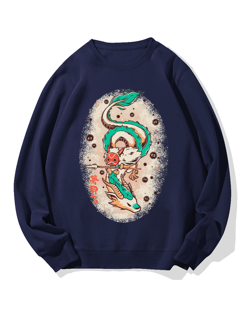 Japanese White Dragon Cotton Sweatshirt