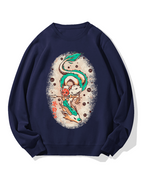 Japanese White Dragon Cotton Sweatshirt