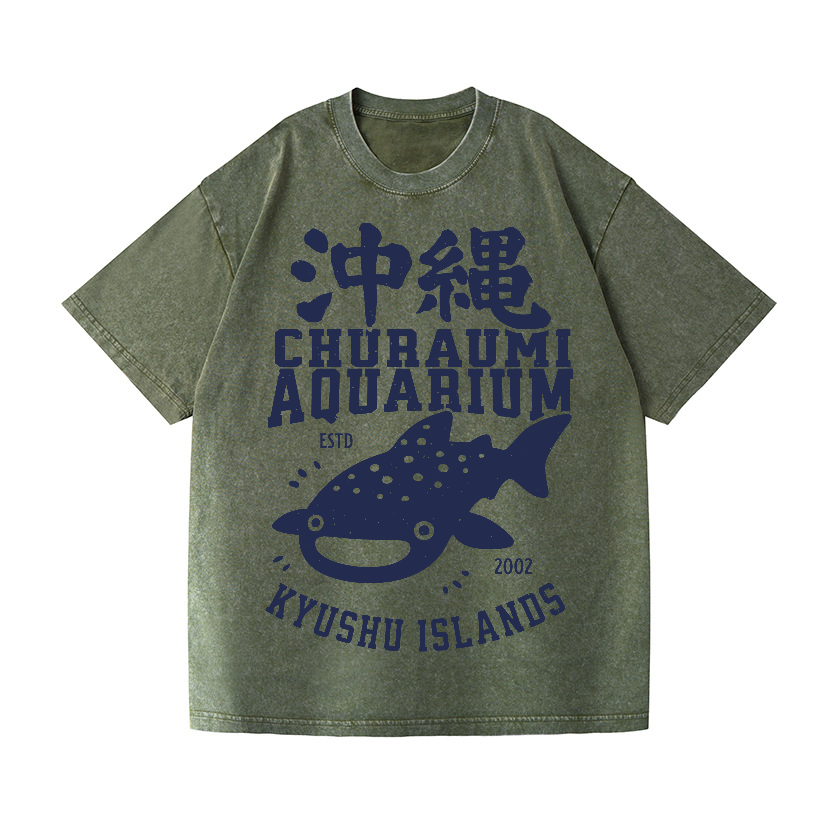 Okinawa Churaumi Aquarium Kyushu Islands Fish Vintage Wash Japanese Design T-Shirt