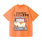 Sysadmins Cat Vintage Wash Japanese Design T-Shirt