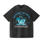 Bubble Bath Octopus Vintage Wash Japanese Design T-Shirt