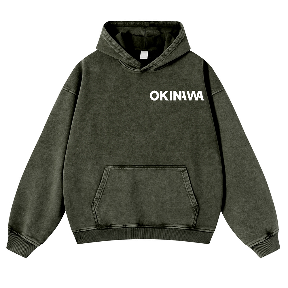 Okinawa Vintage Washed Cotton Back Art Hoodie